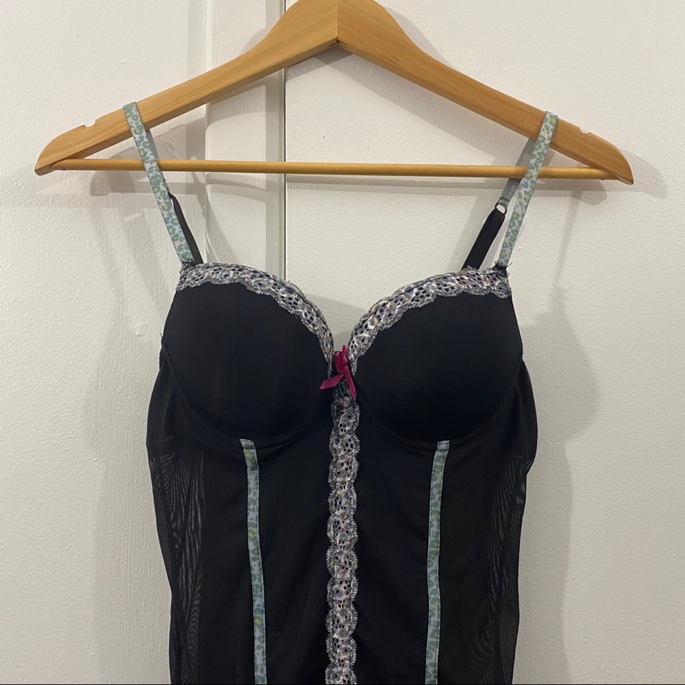 Black Lingerie Lace Bustier Corset Top Medium
